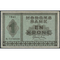 -10- 1 krone 1941 B, kv. 0- - Eks. Numisma Mynthandel. Nr. B7376906. Sign. Gerhard Meldahl Nielsen. / Numisma Mynthandel A/S: kr.  2,-