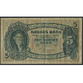 -9- 5 kroner 1921 H, kv. 1- - Eks Bergen Mynt & Seddel. Nr. H1216080. Sign. Sven Michael Cederholm. SSS / Numisma Mynthandel A/S: kr.  1500,-