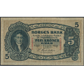 -11- 5 kroner 1923 H, kv. 1+ - Eks. Riibe Mynthandel. Nr. H5693310. Sign. Sven Michael Cederholm. / Numisma Mynthandel A/S: kr.  38,-