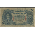 -30- 5 kroner 1938 P, kv. 1 - Nr. P9096096. Sign. Gerhard Meldahl Nielsen. / Numisma Mynthandel A/S: kr.  15,-