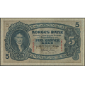 -35- 5 kroner 1940 T, kv. 0/01 - Nr. T0245252. Sign. Gerhard Meldahl Nielsen. / Numisma Mynthandel A/S: kr.  495,-