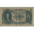 -38- 5 kroner 1942 V, kv. 1+ - Nr. V0615500. Sign. Gerhard Meldahl Nielsen. / Numisma Mynthandel A/S: kr.  24,-