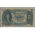 -40- 5 kroner 1944 V, kv. 0/01 - Eks. Numisma Mynthandel. Nr. V9767941. Sign. Gerhard Meldahl Nielsen. / Numisma Mynthandel A/S: kr.  368,-