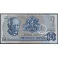 -55- 10 kroner 1972 QV, erstatning, kv. 0 - Eks. Bergen Mynt & Seddel. Sign. Knut Getz Wold/Gustav Adolf degaard. / Numisma Mynthandel A/S: kr.  370,-