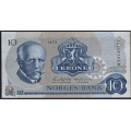 -57- 10 kroner 1973 QY, erstatning, kv. 0- - Eks. Skanfil. Sign. Knut Getz Wold/Gustav Adolf degaard. / Numisma Mynthandel A/S: kr.  62,-