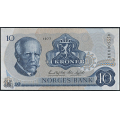 -65- 10 kroner 1977 HU, erstatning, kv. 0 - Eks. Bergen Mynt & Seddel. Sign. Knut Getz Wold/Kre Sagrd. / Numisma Mynthandel A/S: kr.  107,-