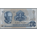 -71- 10 kroner 1981 BA,  kv. 0 - Eks. Riibe Mynthandel. Sign. Knut Getz Wold/Kre Sagrd. / Numisma Mynthandel A/S: kr.  29,-