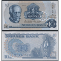 -76- 10 kroner 1984 CH(x2), nummerrekkeflge,  kv. 0 - Nr. CH5934381-2. Sign. Knut Getz Wold/Kre Sagrd. / Numisma Mynthandel A/S: kr.  23,-