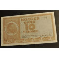 10 kr. 1973 M * Kv. 0/01 * Katv. kr. 105 ** - Bilder er sedellen du fr. Pen usirkulert. Vurder fra bilder. / Tore Rimstad: kr.  35,-