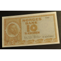 10 kr. 1965 F * Kv. 0 / 0-  Katv. kr.220 *** - Bilder er sedellen du fr. Er vel egentlig kv. 0. Vurder fra bilder. / Tore Rimstad: kr.  80,-