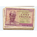 -27- Guinea, Lot 24x 100 Francs1958, VK - Pic7. Mostly VF, stains. (Mest 1/1+, fl.)
Litra C. / Numisma Mynthandel A/S: kr.  158,-