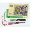 -1- Lot Norge, Sverige, Island. VK - Fra 1- til 01. Norge 100 kr 1995, 50 kr 1996 og 2005. / Numisma Mynthandel A/S: kr.  387,-