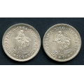 -7- Lott Sr-Afrika, 2 slvmynter. - By etter bilder, mest 01. / Numisma Mynthandel A/S: kr.  62,-