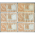 -8- Lott 6 stk. 10 kroner 1957-1967, VK - 1957J er 1-, resten er i omrdet 1/1- og 1. / Numisma Mynthandel A/S: kr.  54,-