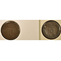 -6- Lott 2 stk. 1 rer 1914 & -15, VK - NM227, 1914, kv. 1/1+
NM228, 1915, kv. 1/1+ / Numisma Mynthandel A/S: kr.  1,-