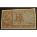 10 kr. 1961 X  * Kv. 1+ * Katv. kr. 95,- - Bilder er sedellen du fr. Vurder fra bilder. / Tore Rimstad: kr.  10,-