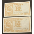 10 kr. 1970  og Y ** Kv 01 ** Katv. kr. 200 ** - Bilder er sedlene  du fr. Pene usirkulerte. Vurder fra bilder. IKKE SALR. / Tore Rimstad: kr.  80,-