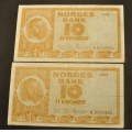 10 kr. 1968 Litra P og R * Kv. 1/+* Katv. kr. 150 * - Bilder er sedlene du fr. Vurder ogs fra bilder. / Tore Rimstad: kr.  40,-