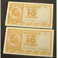 10 kr. 1969 Litra S og T * Kv 1+ * Katv. kr. 170 * - Bilder er sedlene du fr. Vurder ogs fra bilder. / Tore Rimstad: kr.  40,-