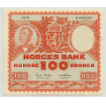 -7- 100 kr 1958 F, kv. 1+/01 / Numisma Mynthandel A/S: kr.  198,-