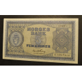 5 kr. 1947 C  * Kv. 0- * Katv. kr. 2800 ** - Bilder er sedellen du fr. Usirkulert pen sedell. Vurder ogs fra bilder. / Tore Rimstad: kr.  900,-