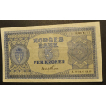 5 kr. 1953 J Kv. 1+/01- Katv kr. 1100 ** - Bilder er sedellen du fr. Kvalitet 1+/01-. 1 mm rift i kvit kant. Kan nesten ikke ses. Vurder ogs fra bilder. / Tore Rimstad: kr.  300,-