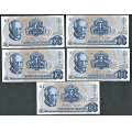 -58- Lott 5 stk. 10 kr. 1984C, i rekkef, Kv. 0/01-0 - C6187902-06 / Numisma Mynthandel A/S: kr.  3,-