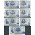 -47- Lott 7 stk. 10 kr. 1975A, VK - AF, AJ, AK, AL, AT, A, A

Kv. 1+ og 01 / Numisma Mynthandel A/S: kr.  9,-