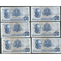 -54- Lott 11 stk. 10 kr. 1977A, VK - AA, AG, AK, AL, AP, AS, AT, AW, A, A, A

Kv. 1/1+ til 01 / Numisma Mynthandel A/S: kr.  36,-