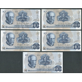 -8- Lott 10 stk. 10 kroner 1978B, VK - 8x BP, 2x BO

Kv. 1+ til 1+/01 / Numisma Mynthandel A/S: kr.  1,-