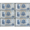 -21- Lott 12 stk. 10 kroner 1976A, VK - 2x AA, 6x AB, AH, AR, 2x AN

Kv. 1+ til 01 / Numisma Mynthandel A/S: kr.  107,-