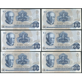 -22- Lott 12 stk. 10 kroner 1976A, VK - 6x AC, 2x AD, 4x AW

Kv. 1/1+ til 1+/01 / Numisma Mynthandel A/S: kr.  21,-