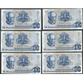 -23- Lott 12 stk. 10 kroner 1976A, VK - 5x AE, 6x AF, AS

Kv. 1/1+ til 1+/01 / Numisma Mynthandel A/S: kr.  1,-