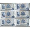 -33- Lott 12 stk. 10 kroner 1975A, VK - 5x AD, 5x AE, 2x AG

Kv. 1/1+ til 01 / Numisma Mynthandel A/S: kr.  1,-