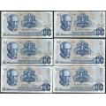 -34- Lott 13 stk. 10 kroner 1975A, VK - 4x AF, 5x AI, 4x AS

Kv. 1/1+ til 1+ / Numisma Mynthandel A/S: kr.  3,-