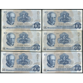 -35- Lott 12 stk. 10 kroner 1975A, VK - 7x AK, 5x AL

Kv. 1/1+ til 1+ / Numisma Mynthandel A/S: kr.  1,-