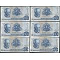 -36- Lott 12 stk. 10 kroner 1975A, VK - 2x AH, 2x AN, 8x AZ

Kv. 1/1+ til 1+/01 / Numisma Mynthandel A/S: kr.  3,-