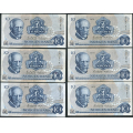 -37- Lott 12 stk. 10 kroner 1975A, VK - 5x AO, 2x AT, 5x AV

Kv. 1 til 1+/01 / Numisma Mynthandel A/S: kr.  1,-