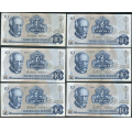 -38- Lott 12 stk. 10 kroner 1975A, VK - 3x AM, 3x AR, 3x AU, 3x AW

Kv. 1/1+ til 1+/01 / Numisma Mynthandel A/S: kr.  58,-