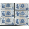 -42- Lott 12 stk. 10 kroner 1974A, VK - 2x AD, 5x AF, 5x AH

Kv. 1/1+ til 1+/01 / Numisma Mynthandel A/S: kr.  3,-