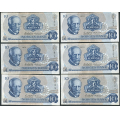 -43- Lott 12 stk. 10 kroner 1974A, VK - 3x AG, 3x AI, 3x AL, 3x AM

Kv. 1 til 1+/01 / Numisma Mynthandel A/S: kr.  9,-