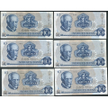 -44- Lott 12 stk. 10 kroner 1974A, VK - 2x AJ, 7x AT, 3x AU

Kv. 1 til 1+/01 / Numisma Mynthandel A/S: kr.  8,-