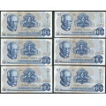 -47- Lott 12 stk. 10 kroner 1974A, VK - 2x AN, AP, 4x AO, AR, 4x AS

Kv. 1 til 1+/01 / Numisma Mynthandel A/S: kr.  6,-