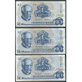 -66- Lott 3 stk. 10 kroner 1976Q, erst, VK - Erstatningssedler. QX, QY, Q

Kv. 1/1- til 1- / Numisma Mynthandel A/S: kr.  1,-