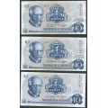 -5- Lott 3 stk. 10 kr. 1977Q, erst, VK - Erstatningssedler. QZ, 2x Q

Kv. 1+ / Numisma Mynthandel A/S: kr.  3,-