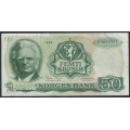 -27- 50 kr. 1966 Z-0 , erst, kv. 1-, sm flekker - Presset. Erstatningsseddel. S-seddel. / Numisma Mynthandel A/S: kr.  428,-