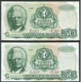 -46- Lott 2 stk. 50 kr. 1983 Z-0, erst, VK - Presset. Erstatningssedler.

Kv. 1- / Numisma Mynthandel A/S: kr.  1,-