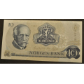 10 kr. 1982 B L * Kv. 0/01 * Katv. kr. 95 ** - Bilder er sedellen du fr.Pen usirkulert.  Vurder fra bilder. IKKE SALR. / Tore Rimstad: kr.  45,-