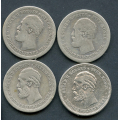 -16- Lot 4x 1 krone 1877-1900, VK - Rensede mynter, kraftige riper p 1887. / Numisma Mynthandel A/S: kr.  426,-