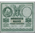 -7- 50 kroner 1964E, kv. 1, ca. 12 nlehull. - Presset. / Numisma Mynthandel A/S: kr.  1,-